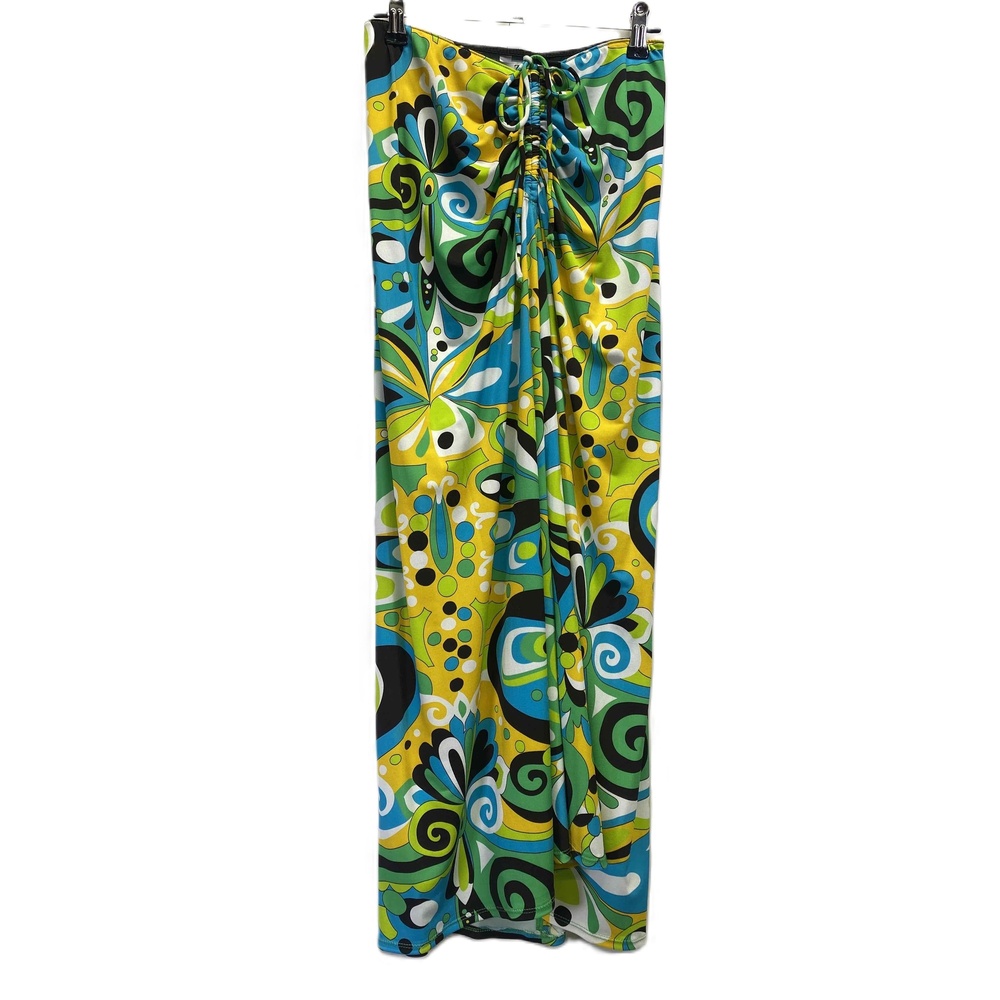 Zara Multicolor‎ Womens Retro Abstract Pattern Ruched Cinched Skirt XS
